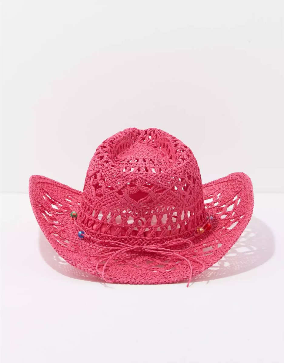 Chapeaux American Eagle AE Paper Straw Cowboy Rose Clair Femme | RFX-65283463